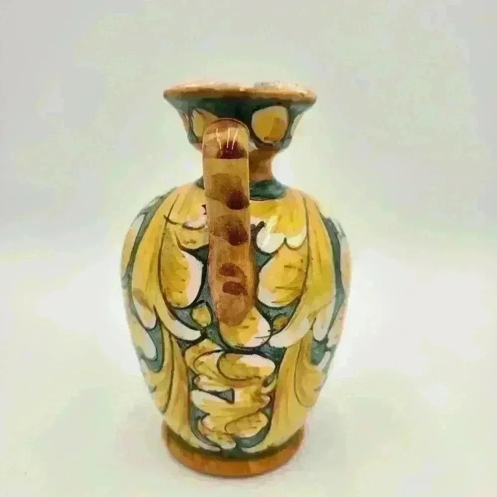 Brightly-Colored Small Hand Painted Pitcher Made In Saca, Castelli Region, Italy - Picture 5 of 11